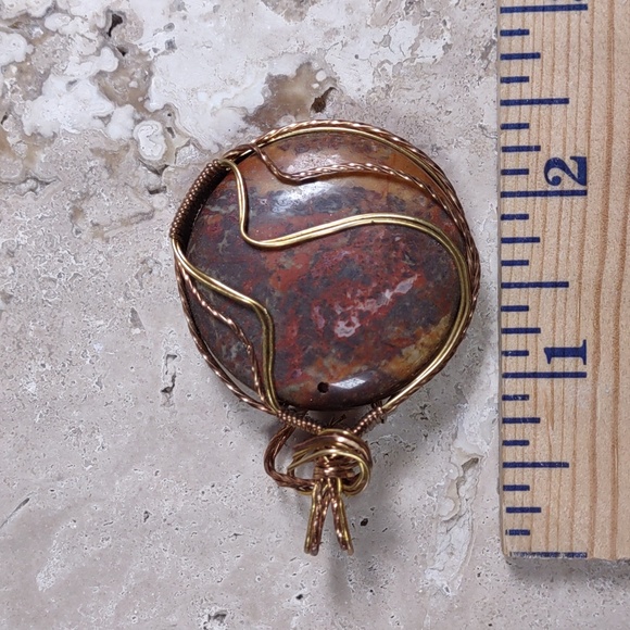 Copper Wire Wrapped Stone Pendant - Picture 4 of 4